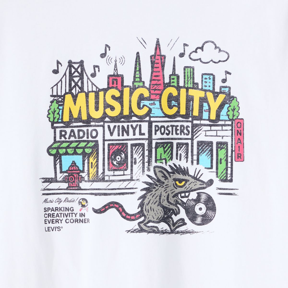 Relaxed Graphic T-Shirt — Music City Vinyls White Plus - White
