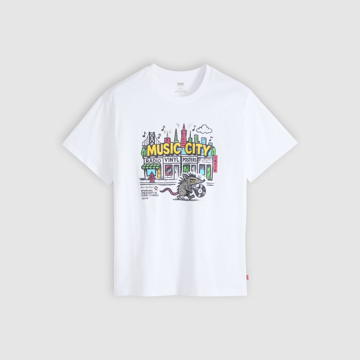 Relaxed Graphic T-Shirt — Music City Vinyls White Plus - White