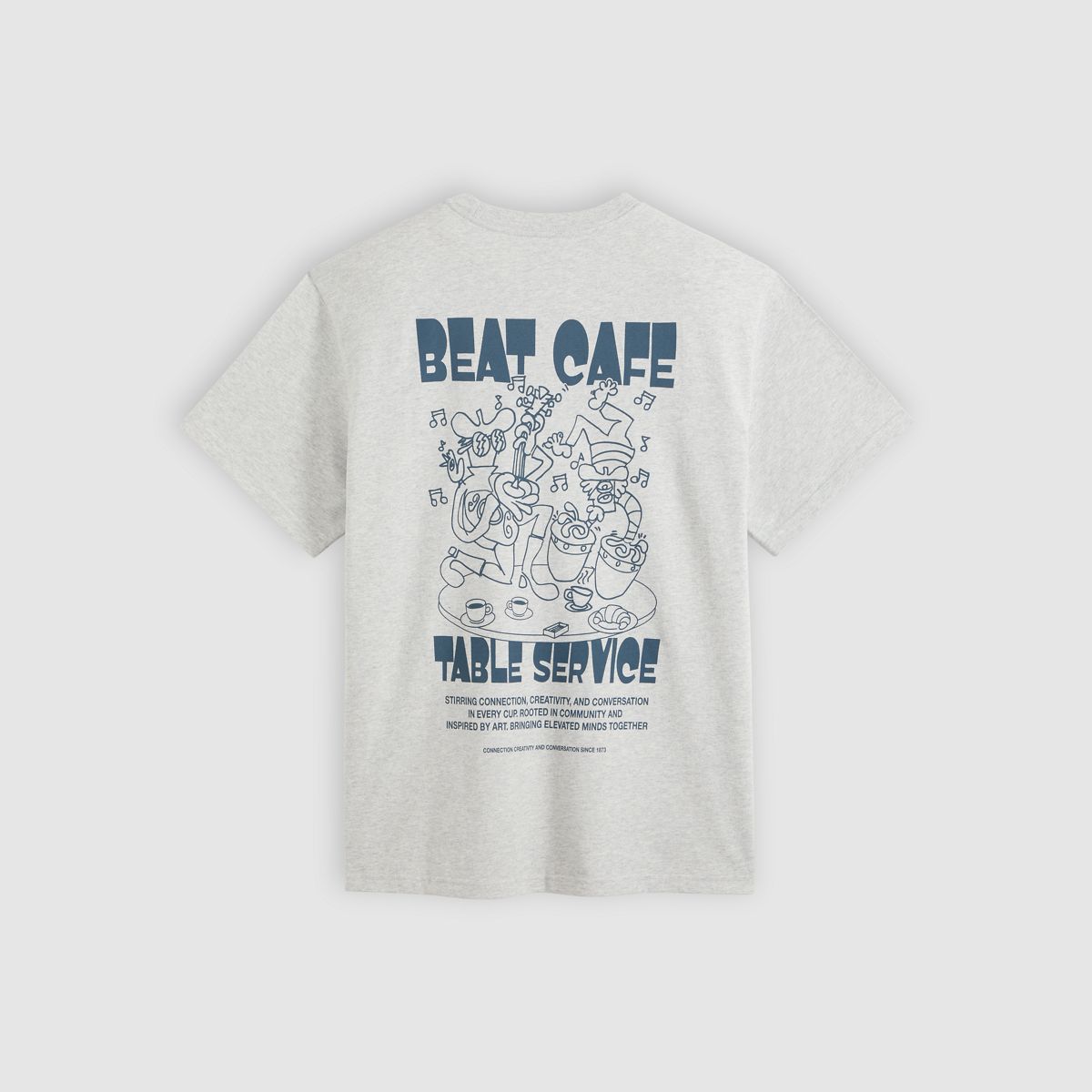 Relaxed Graphic T-Shirt — Beat Cafe Light Heather Grey - Grey
