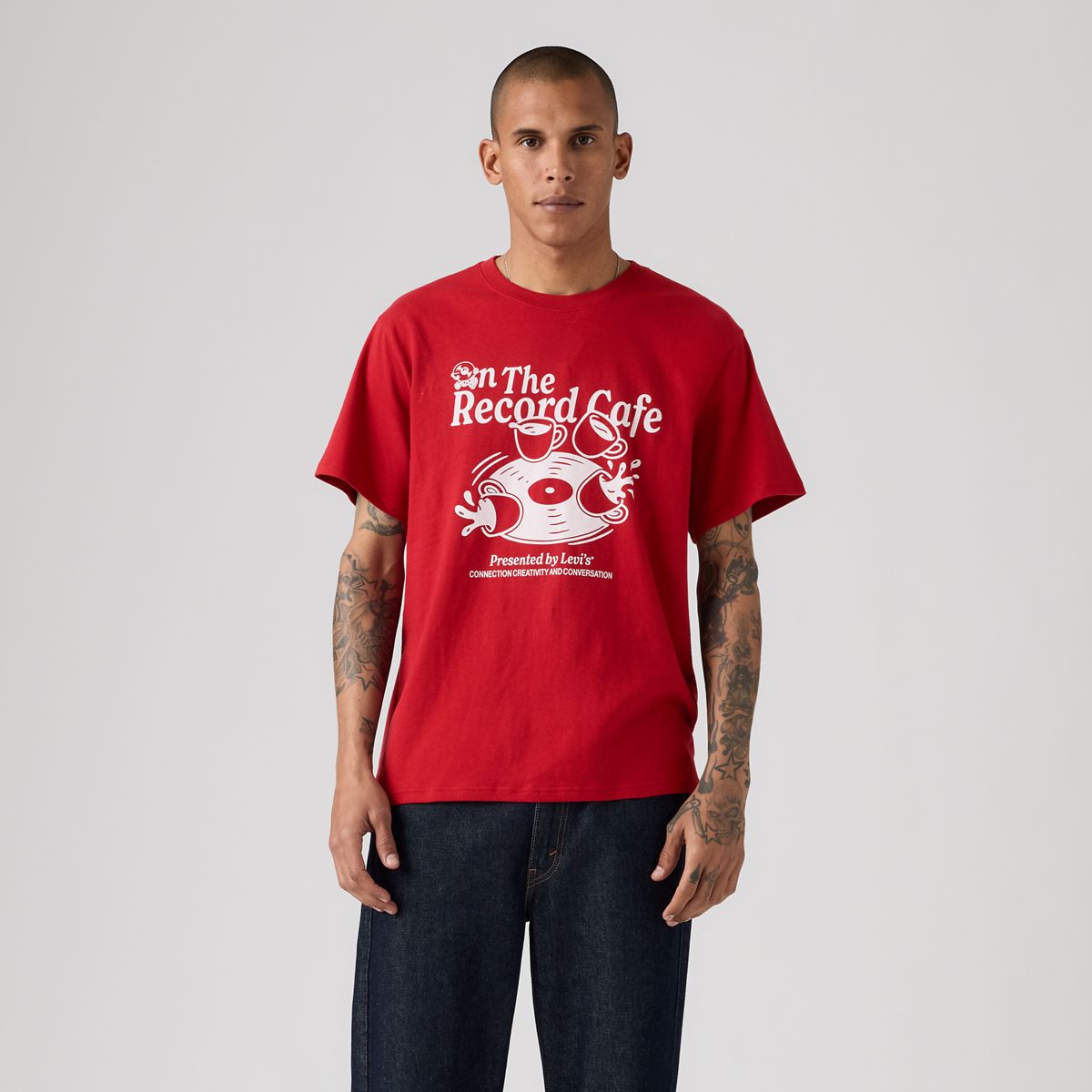 Relaxed Graphic T-Shirt — Off The Record Emboldened - Red