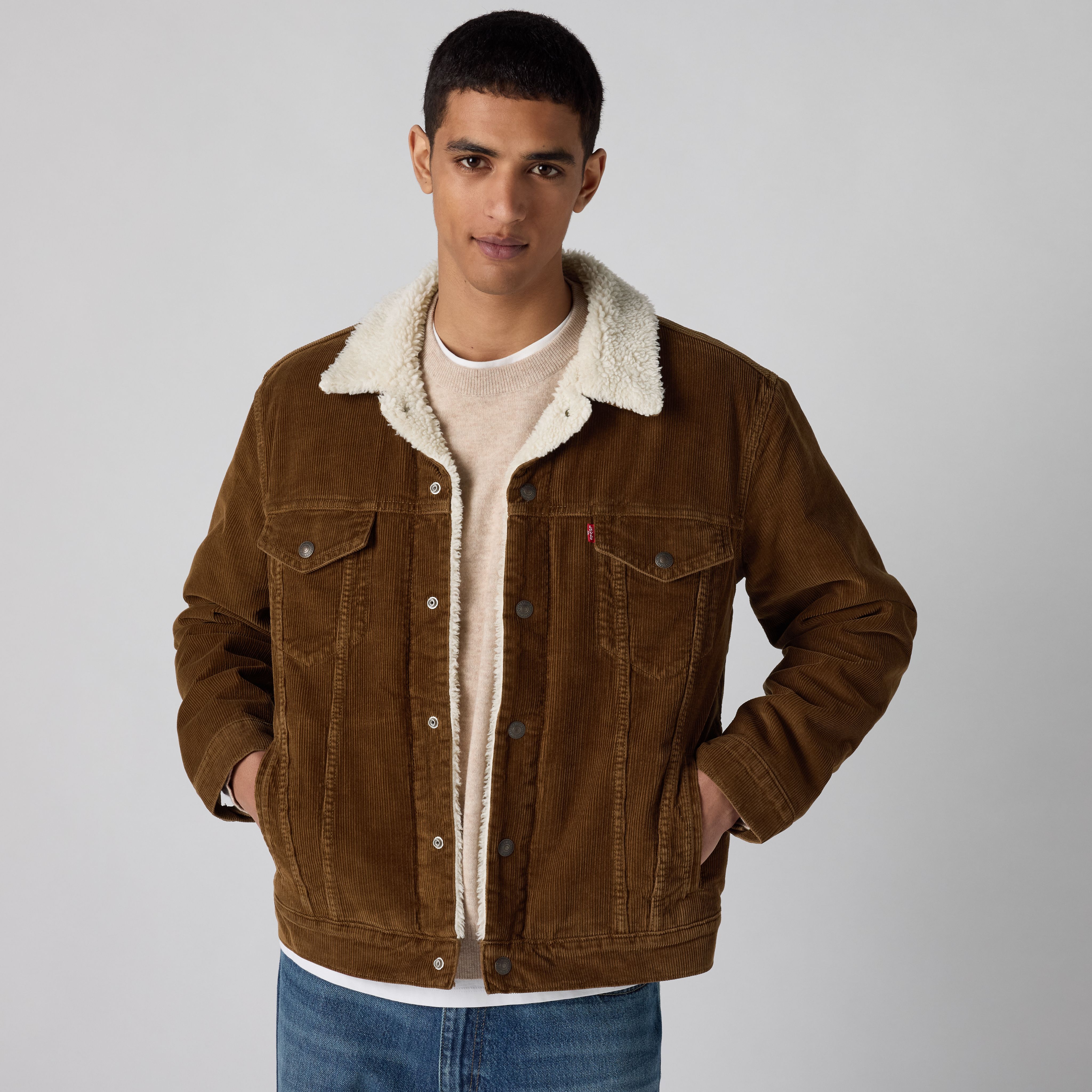 Levi's Men's Brown Corduroy Type Iii Sherpa Trucker Jacket - L