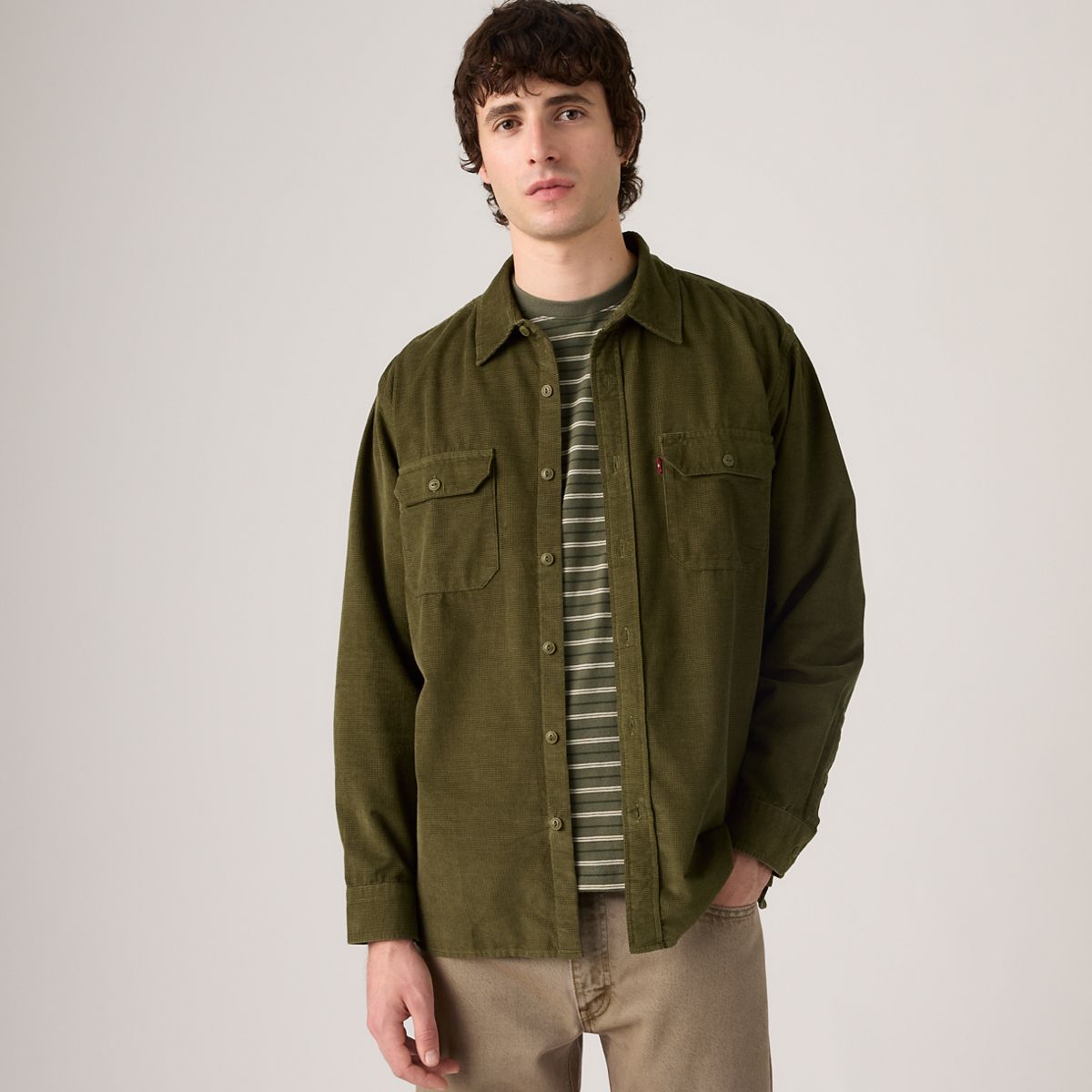 Jackson Relaxed Corduroy Worker — Olive Night - Green