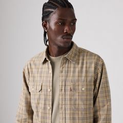 Jackson Relaxed Corduroy Worker — Chad Plaid Herringbone - Grey 2