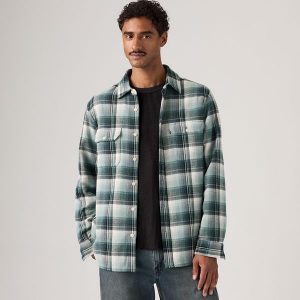 Jackson Relaxed Corduroy Worker — Emil Plaid Stormy Sea - Blue