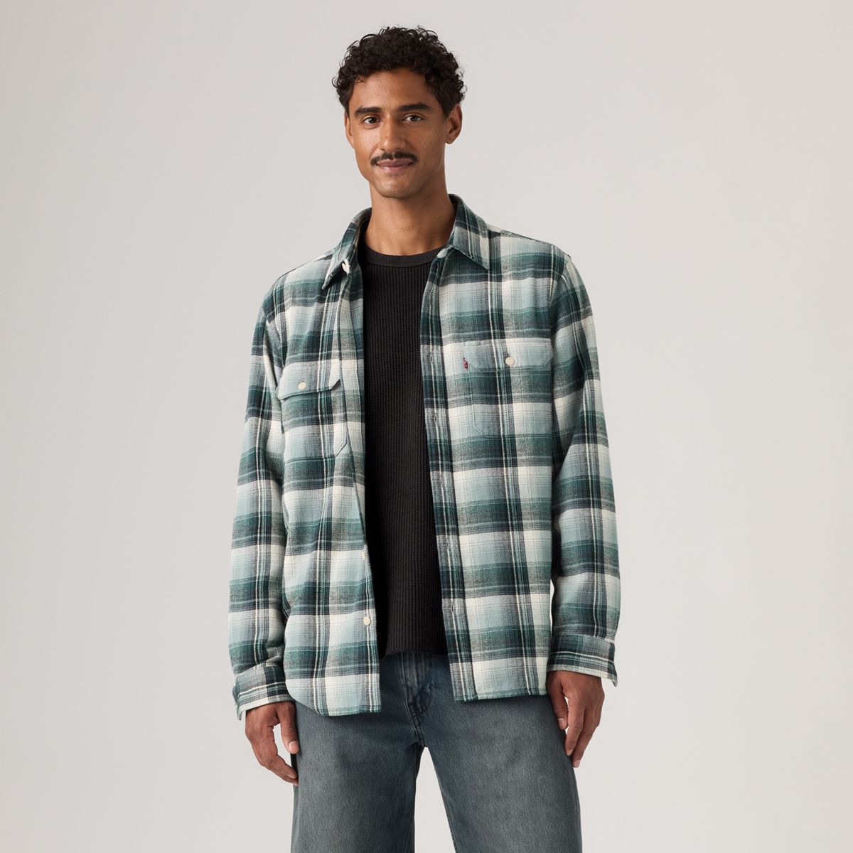 Jackson Relaxed Corduroy Worker — Emil Plaid Stormy Sea - Blue
