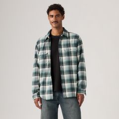 Jackson Relaxed Corduroy Worker — Emil Plaid Stormy Sea - Blue 3