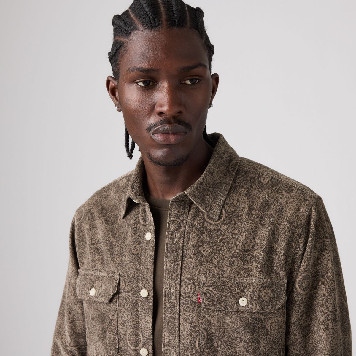 Jackson Relaxed Corduroy Worker — Rogelio Print Brindle - Brown
