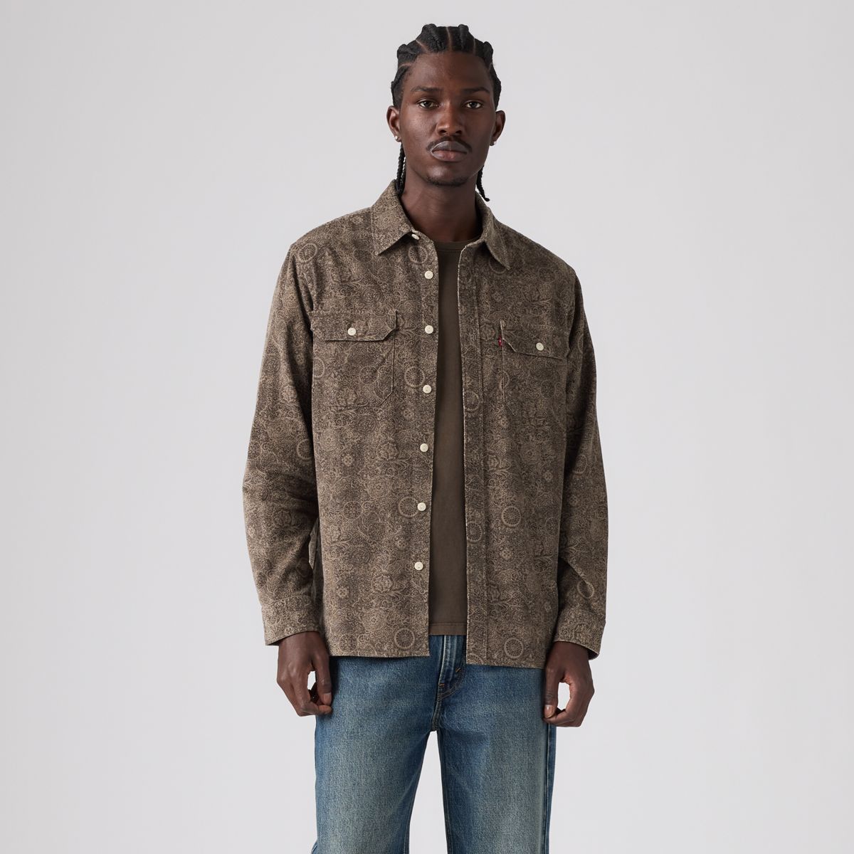 Jackson Relaxed Corduroy Worker — Rogelio Print Brindle - Brown