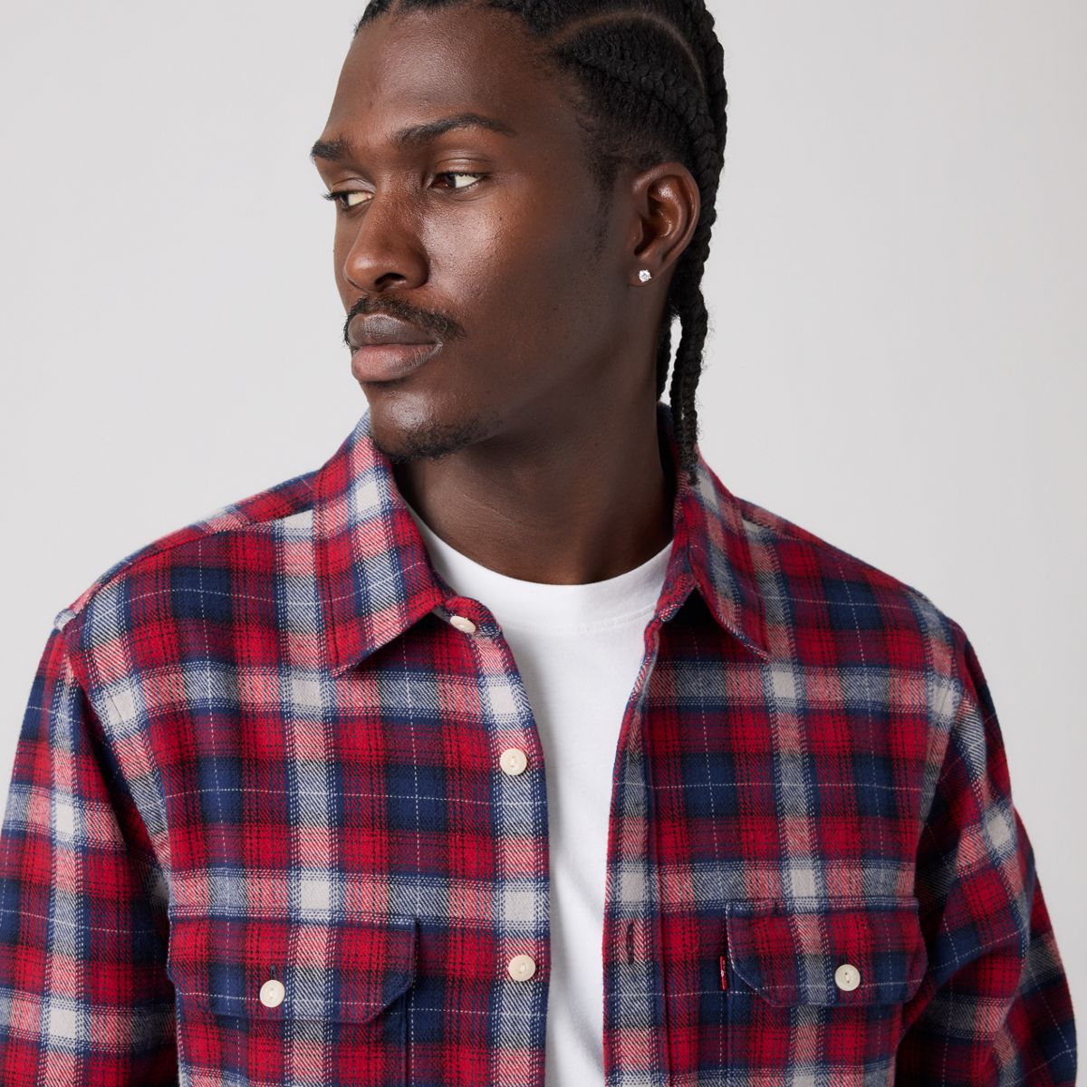 Jackson Relaxed Corduroy Worker — Jino Plaid Naval Academy - Multi-Color