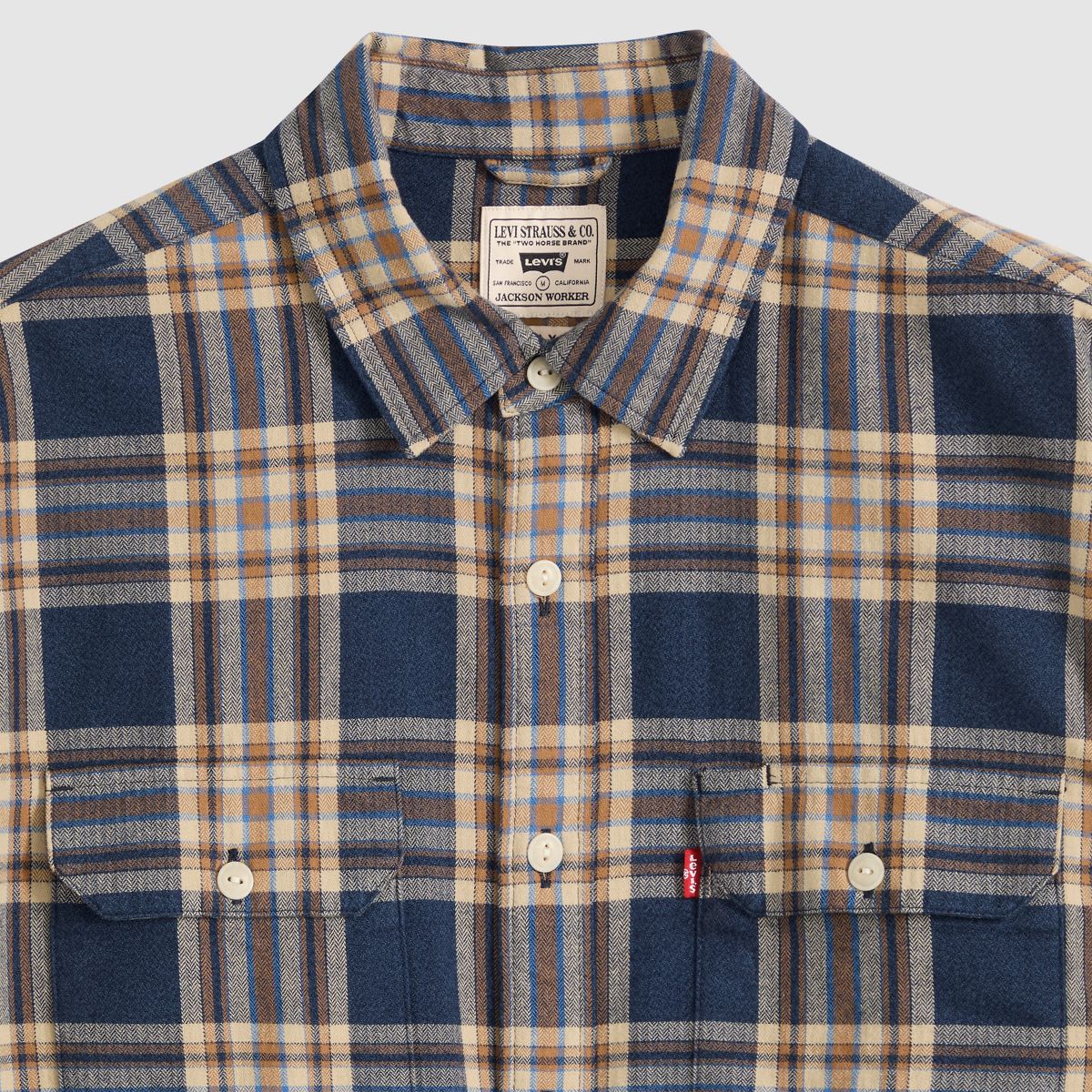 Jackson Relaxed Corduroy Worker — Bryn Plaid Sargasso Sea - Multi Colour