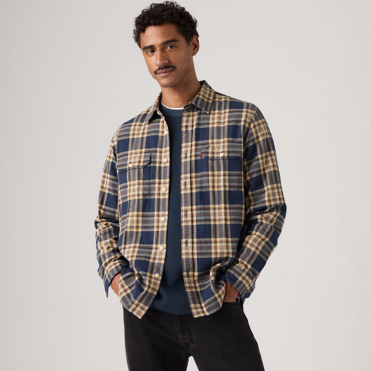 Jackson Relaxed Corduroy Worker — Bryn Plaid Sargasso Sea - Multi Colour