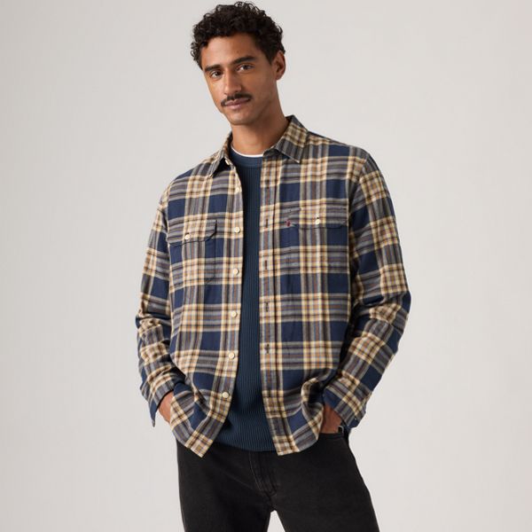 Jackson Relaxed Corduroy Worker — Bryn Plaid Sargasso Sea - Multi Colour
