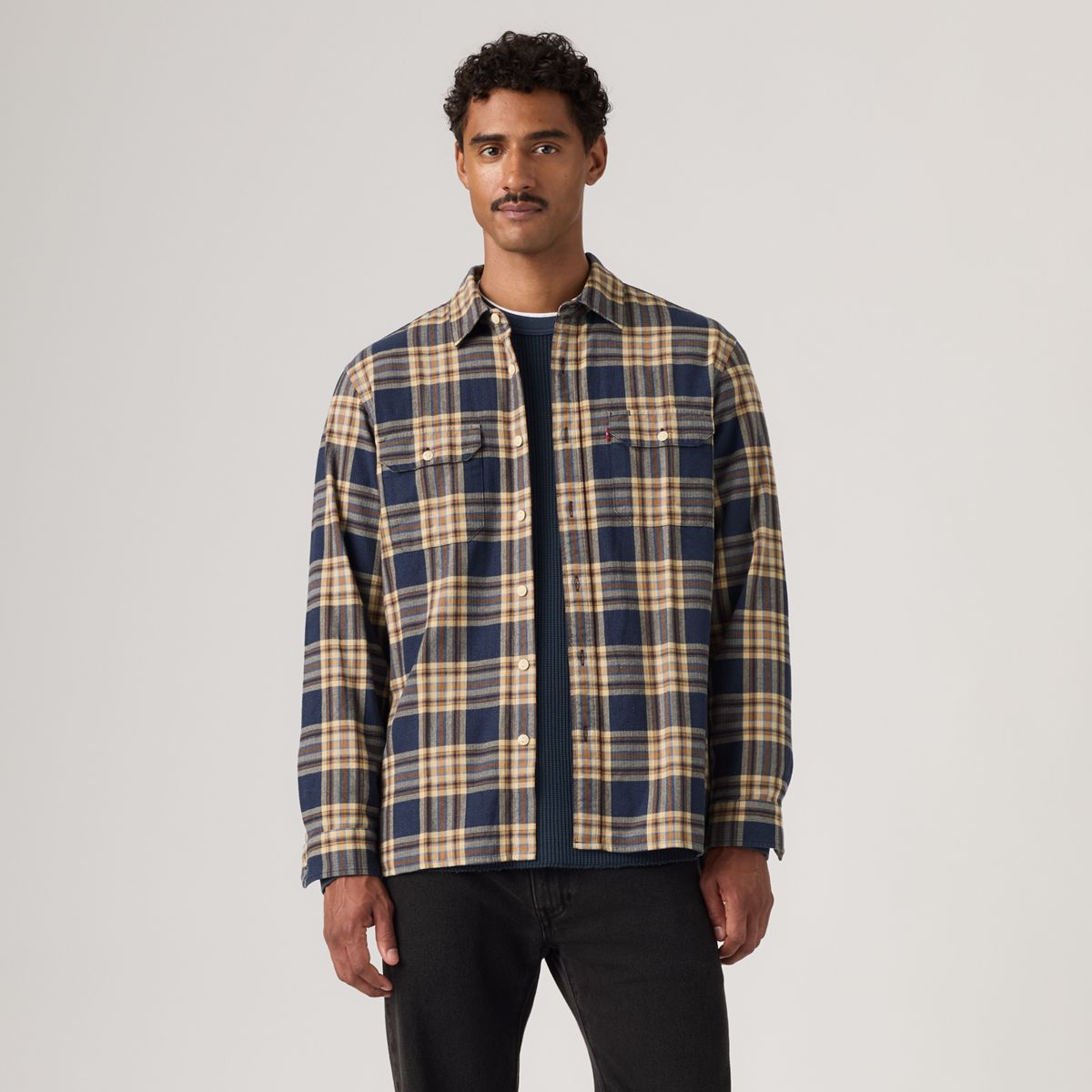 Jackson Relaxed Corduroy Worker — Bryn Plaid Sargasso Sea - Multi Colour
