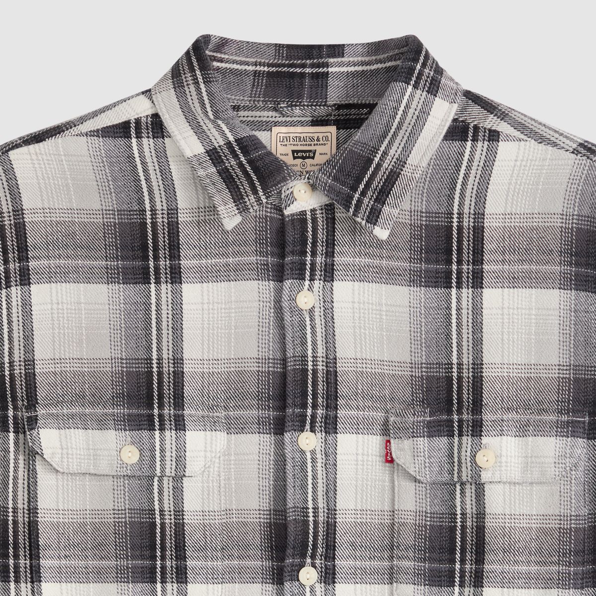 Jackson Relaxed Corduroy Worker — Emil Plaid Ghost Gray - Grey