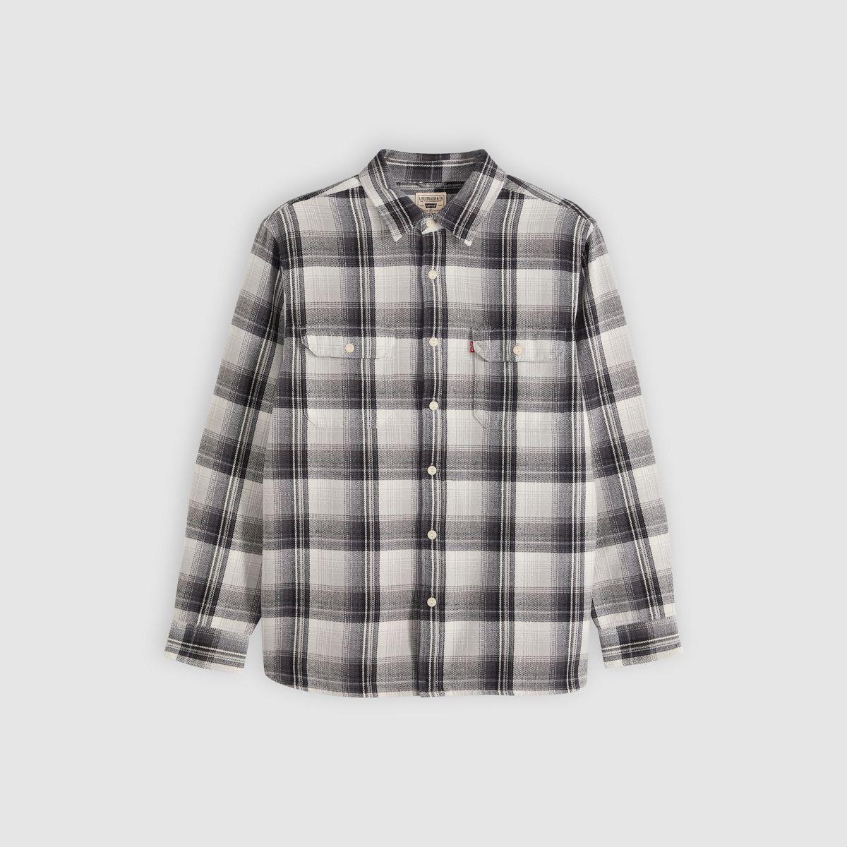 Jackson Relaxed Corduroy Worker — Emil Plaid Ghost Gray - Grey
