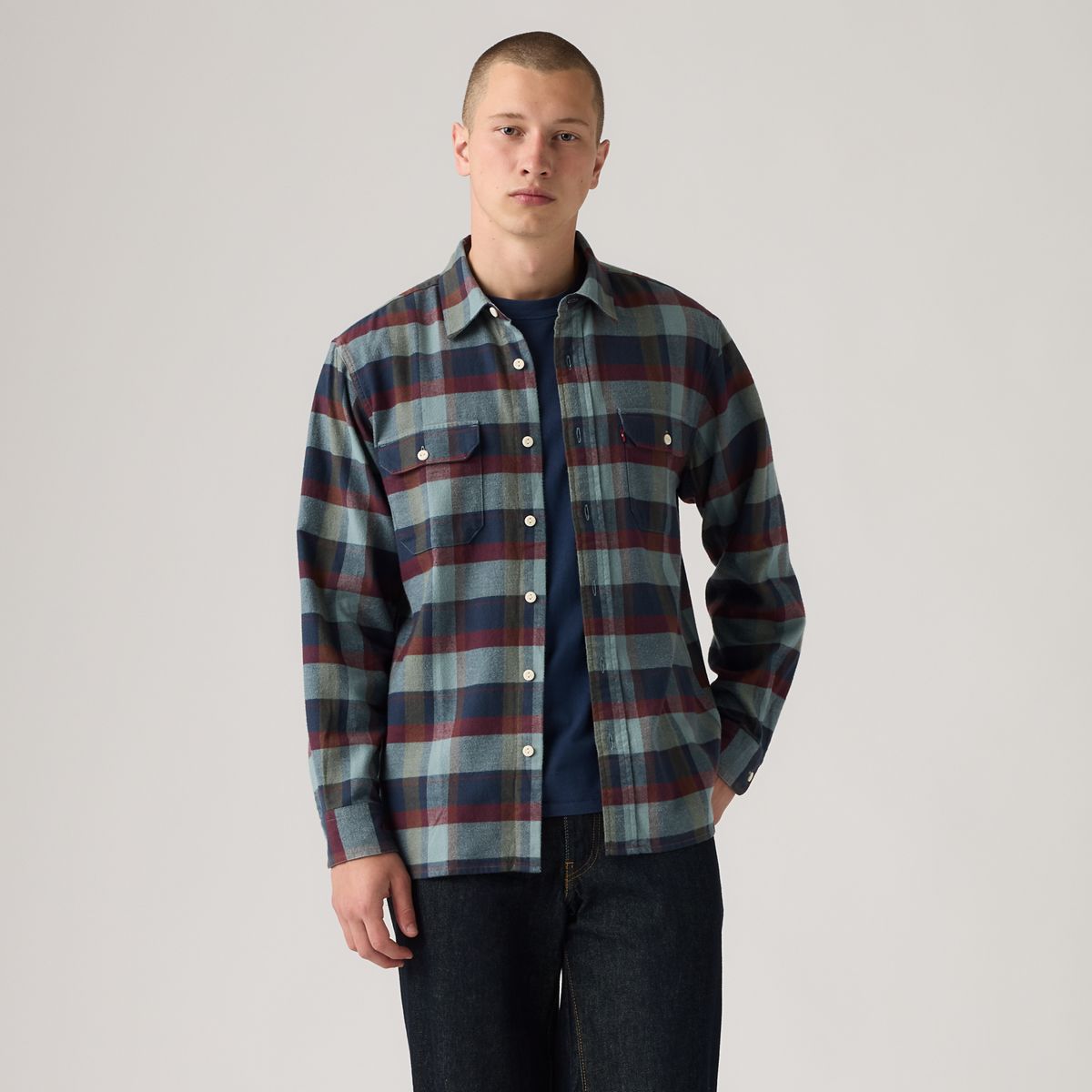 Classic Relaxed Flannel Worker — Medina Plaid Nightfall Navy - Multi-Color