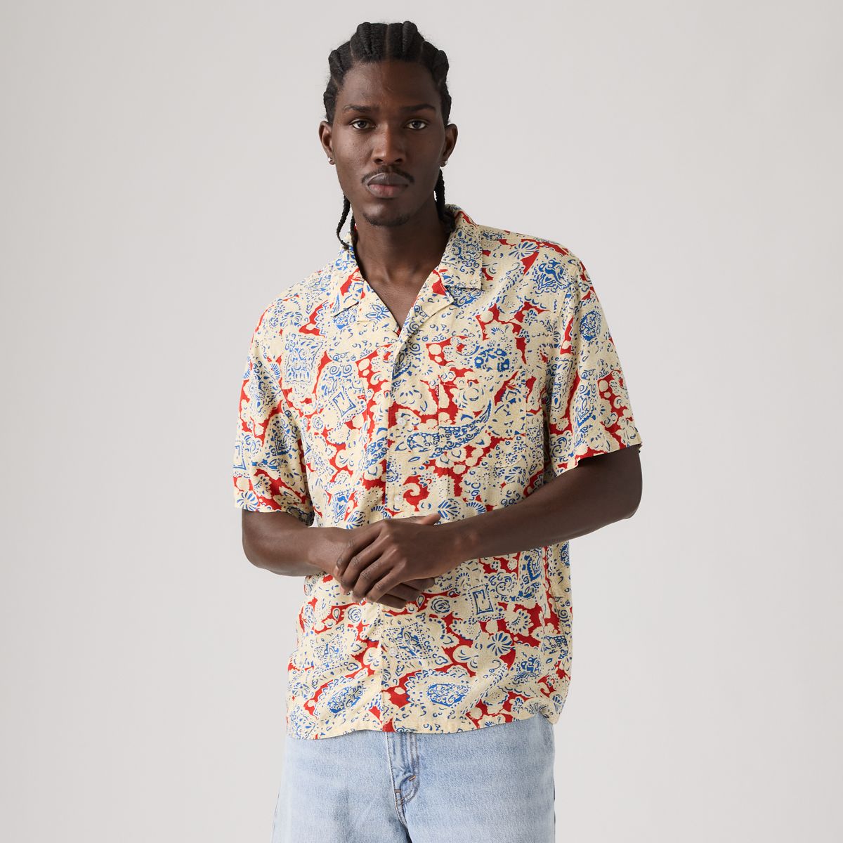 Short Sleeve Classic Camper Lightweight Shirt — Surya Paisley - Multi Colour