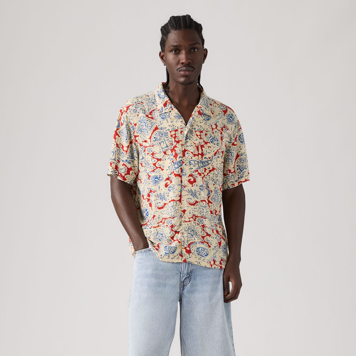 Short Sleeve Classic Camper Lightweight Shirt — Surya Paisley - Multi Colour
