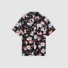 Short Sleeve Classic Camper Lightweight Shirt — Black Brushstroke Floral - Multi Colour 5