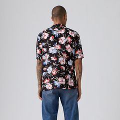Short Sleeve Classic Camper Lightweight Shirt — Black Brushstroke Floral - Multi Colour 4