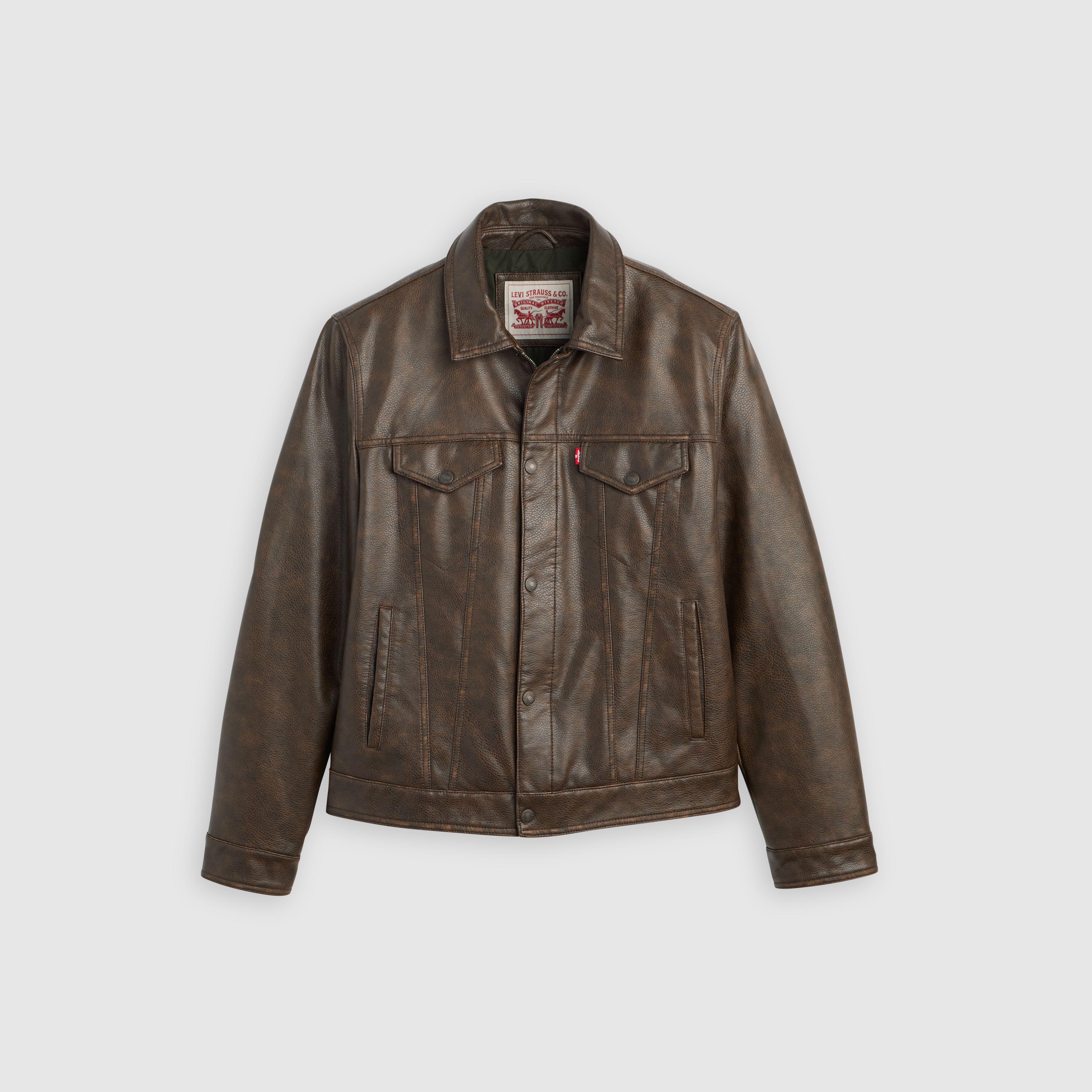 Мужские куртки Levi's Faux Leather Trucker Jacket — фото 2