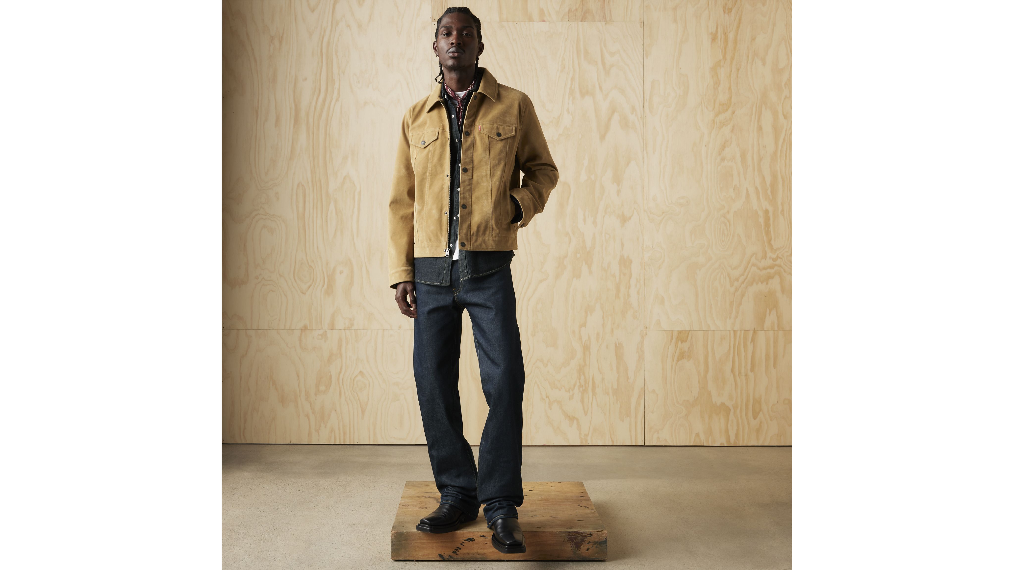 Vintage Faux Cow Suede Trucker Jacket 1