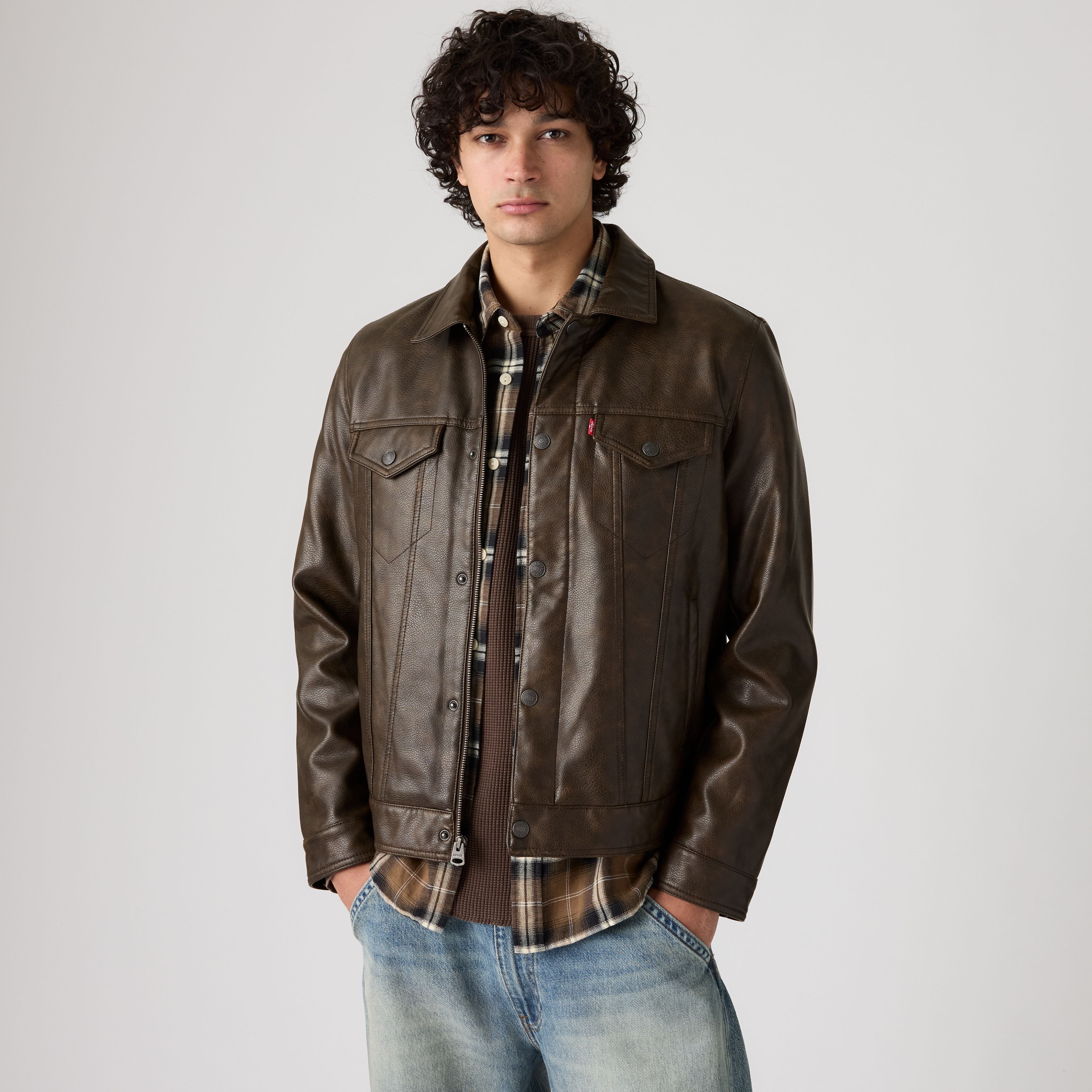 Faux Leather Trucker Jacket 1