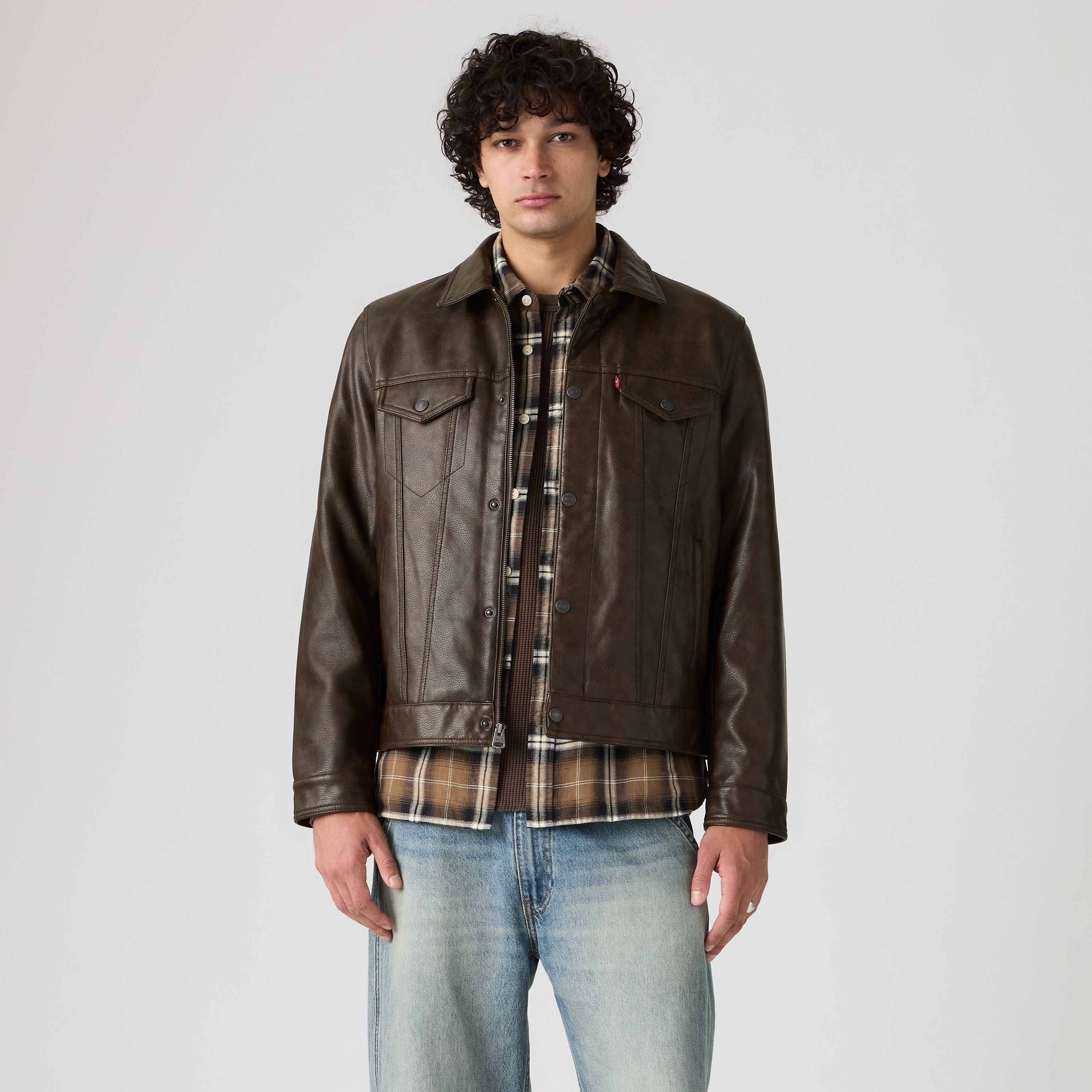 Faux Leather Trucker Jacket 1