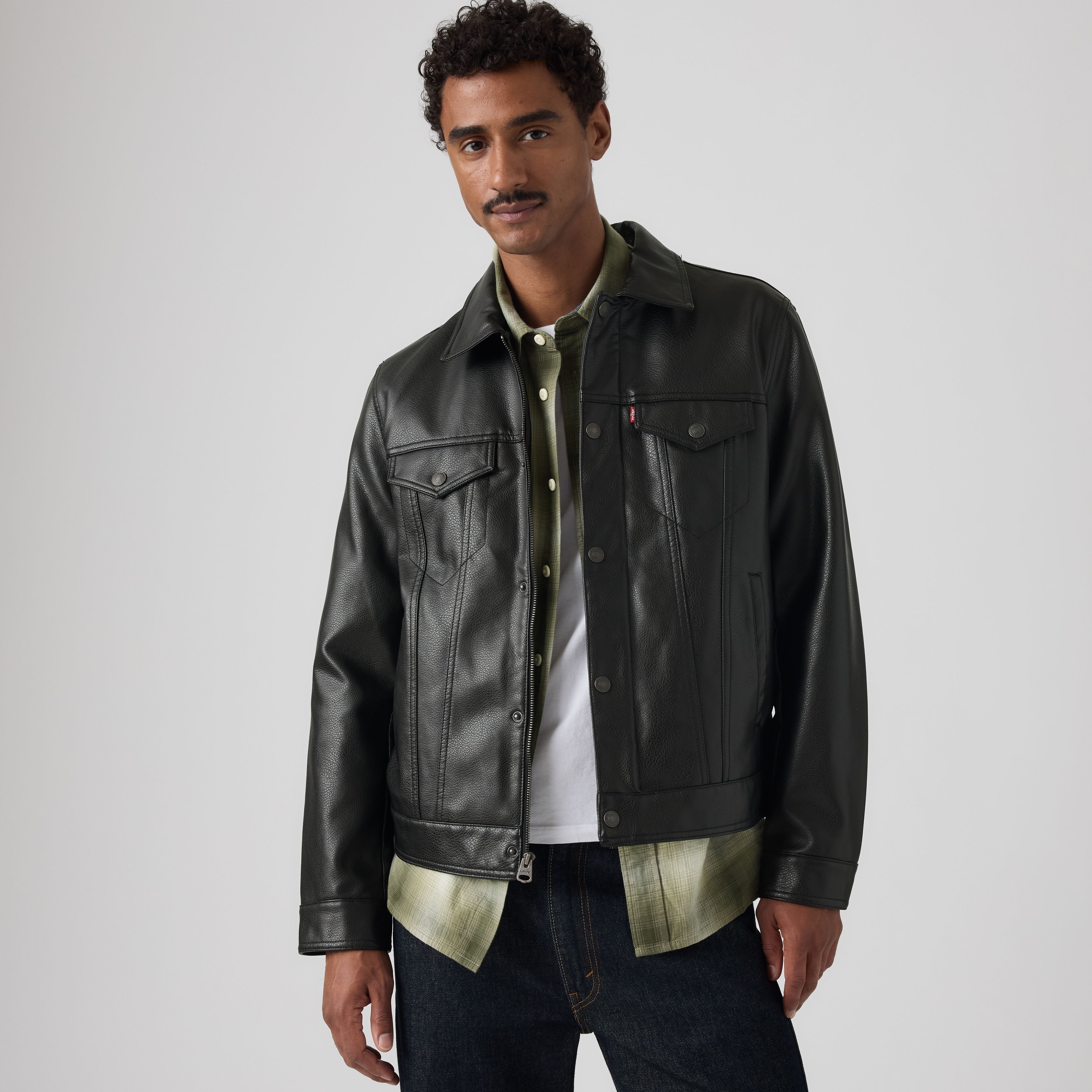Faux Leather Trucker Jacket 1