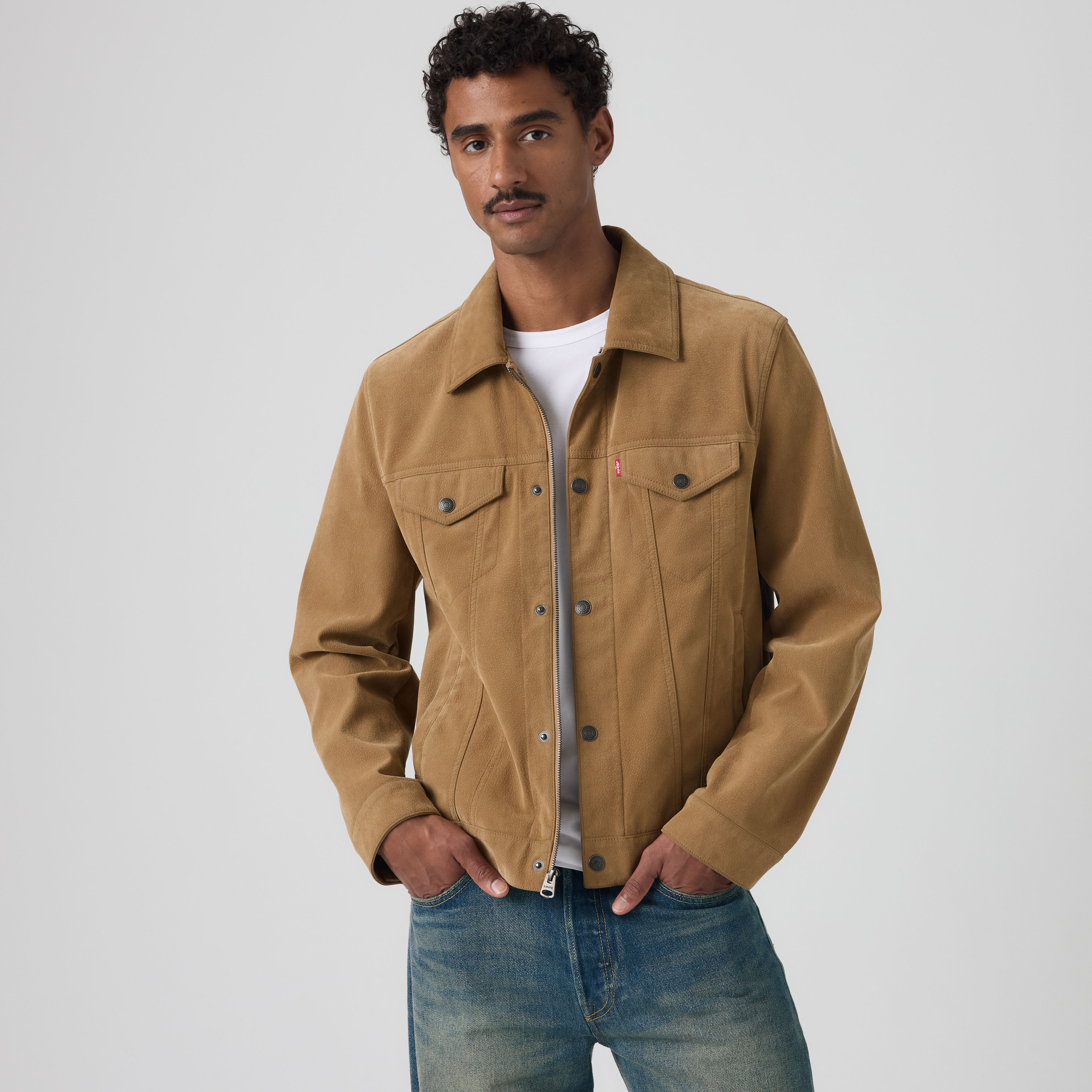 Vintage Faux Cow Suede Trucker Jacket 1
