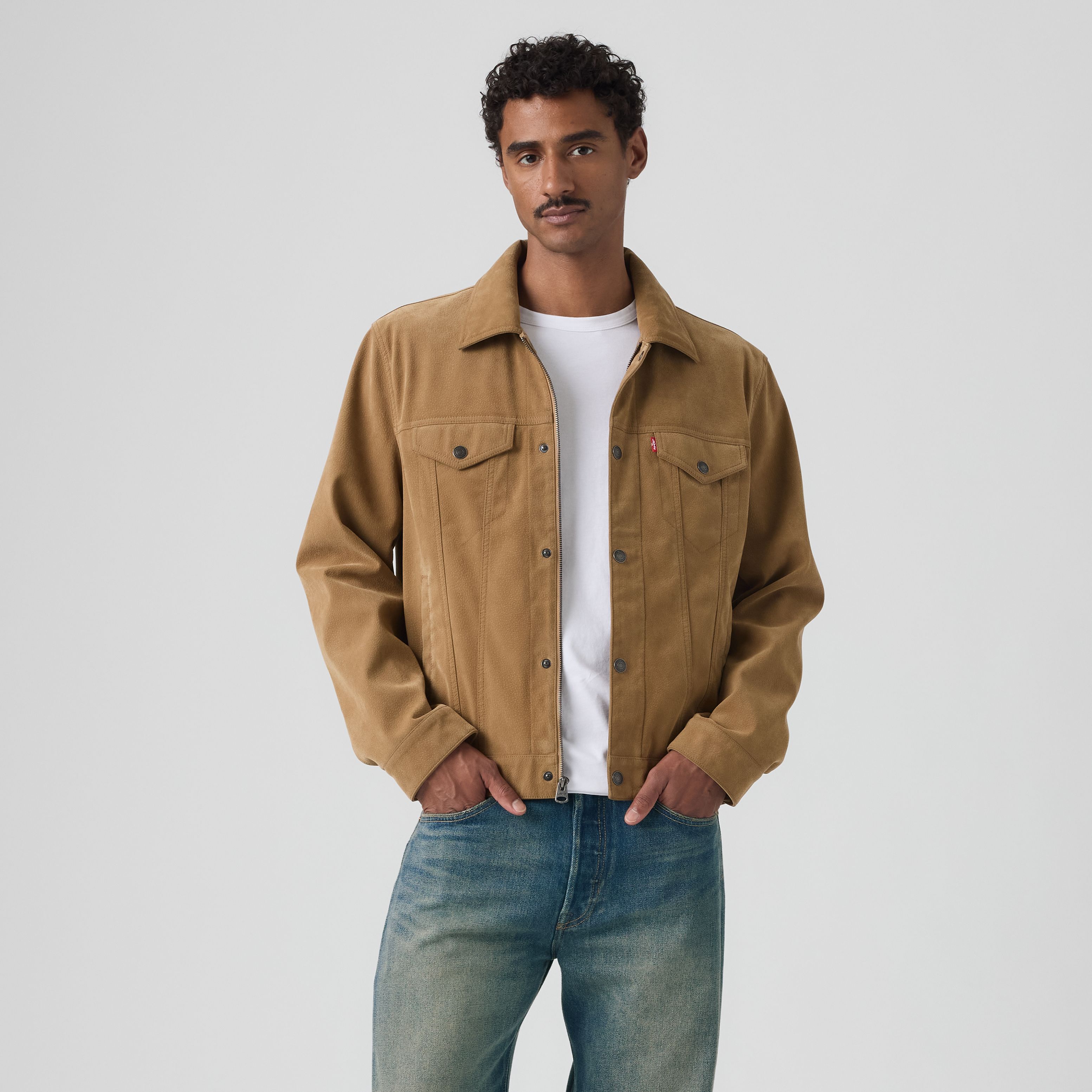 Vintage Faux Cow Suede Trucker Jacket 3
