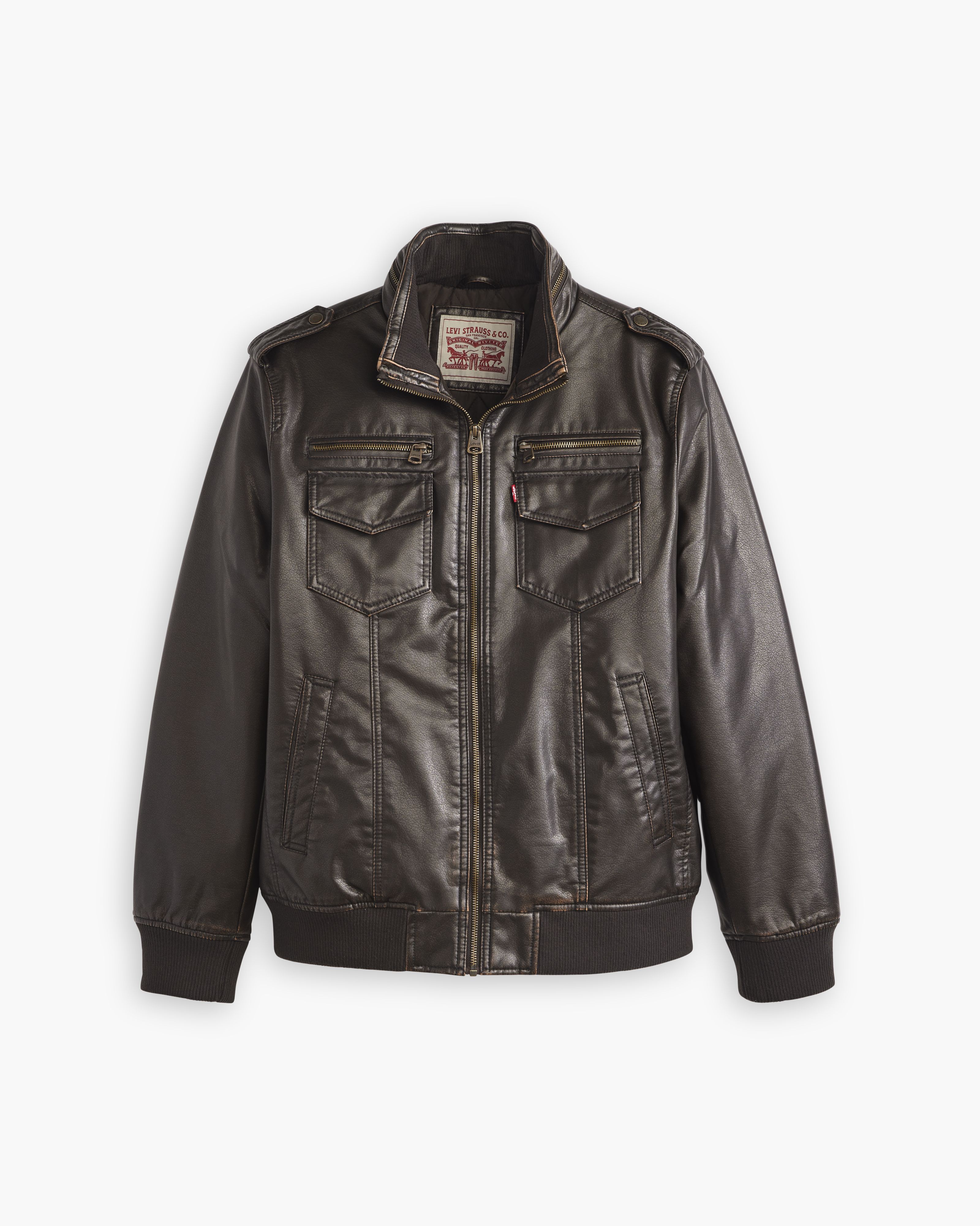 Faux Leather Aviator Bomber Jacket - Brown | Levi's® US
