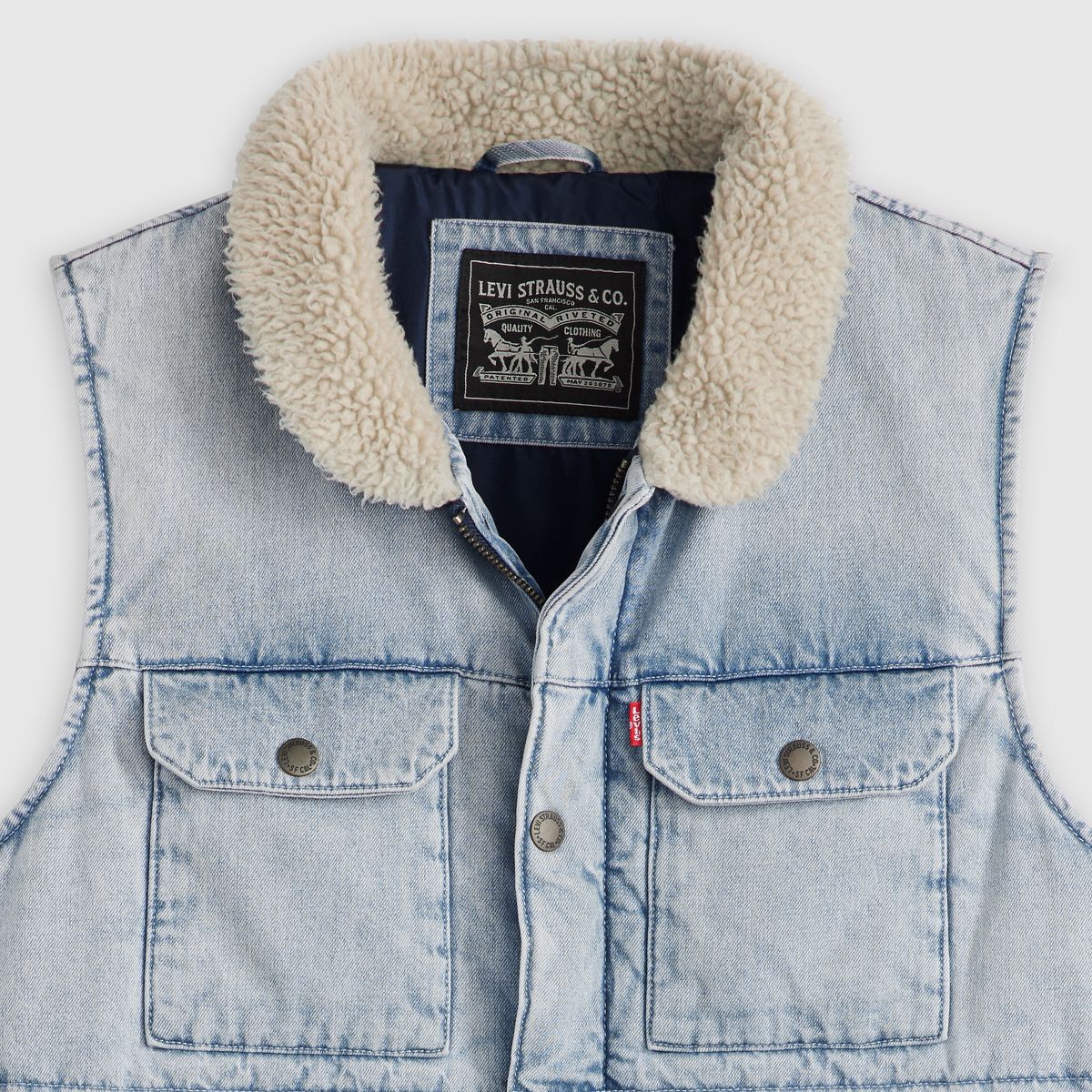 Utility Quilted Vest — Denim - Blue