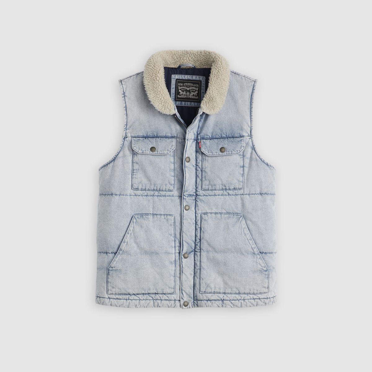 Utility Quilted Vest — Denim - Blue