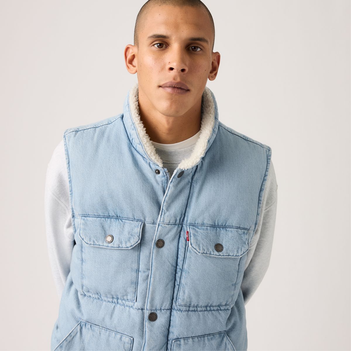 Utility Quilted Vest — Denim - Blue