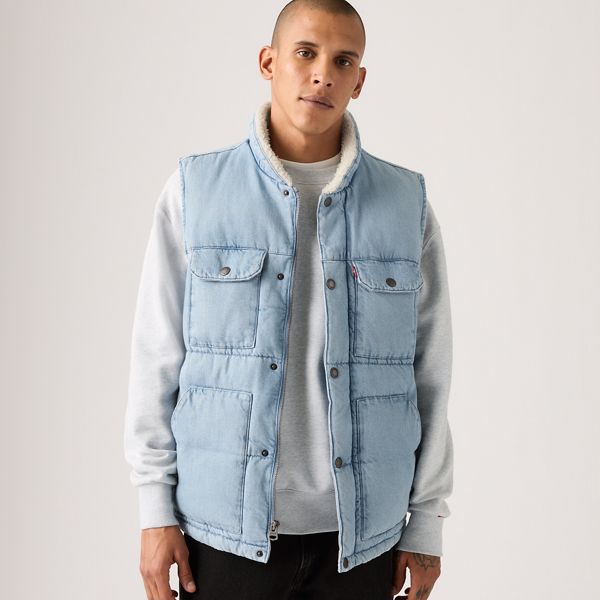 Utility Quilted Vest — Denim - Blue