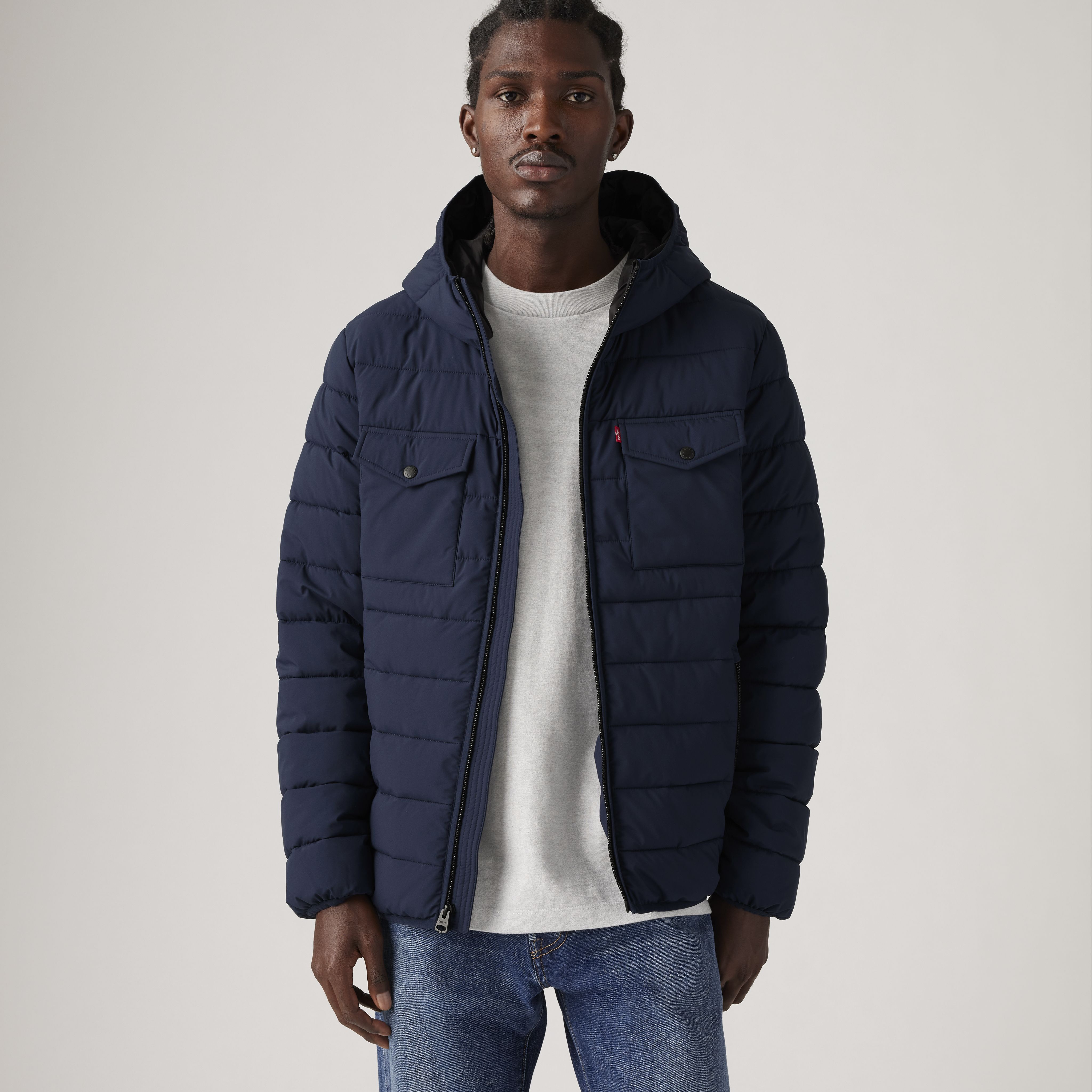 Hooded 2 Chest Pocket Puffer Jacket 1