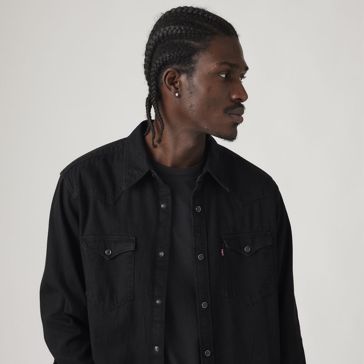 Barstow Standard Western Denim Shirt — Marble Black - Black