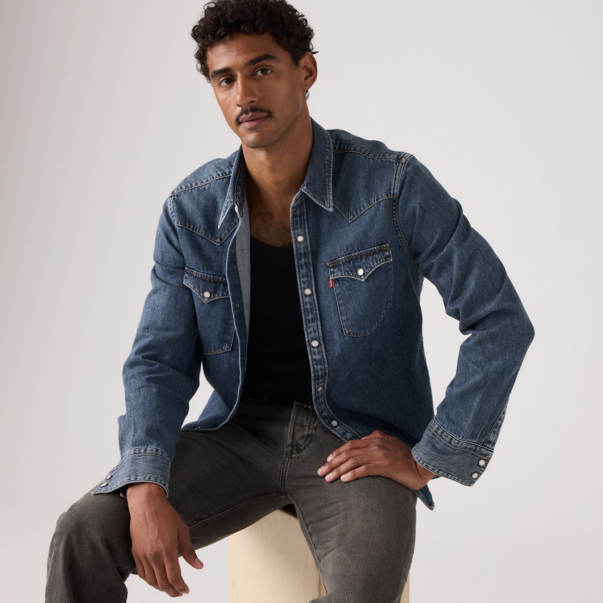 Barstow Standard Western Denim Shirt — Solucell Western - Medium Wash