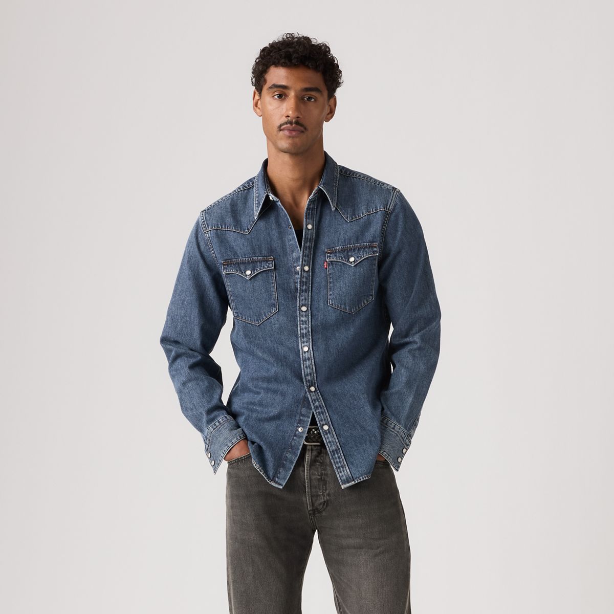 Barstow Standard Western Denim Shirt — Solucell Western - Medium Wash