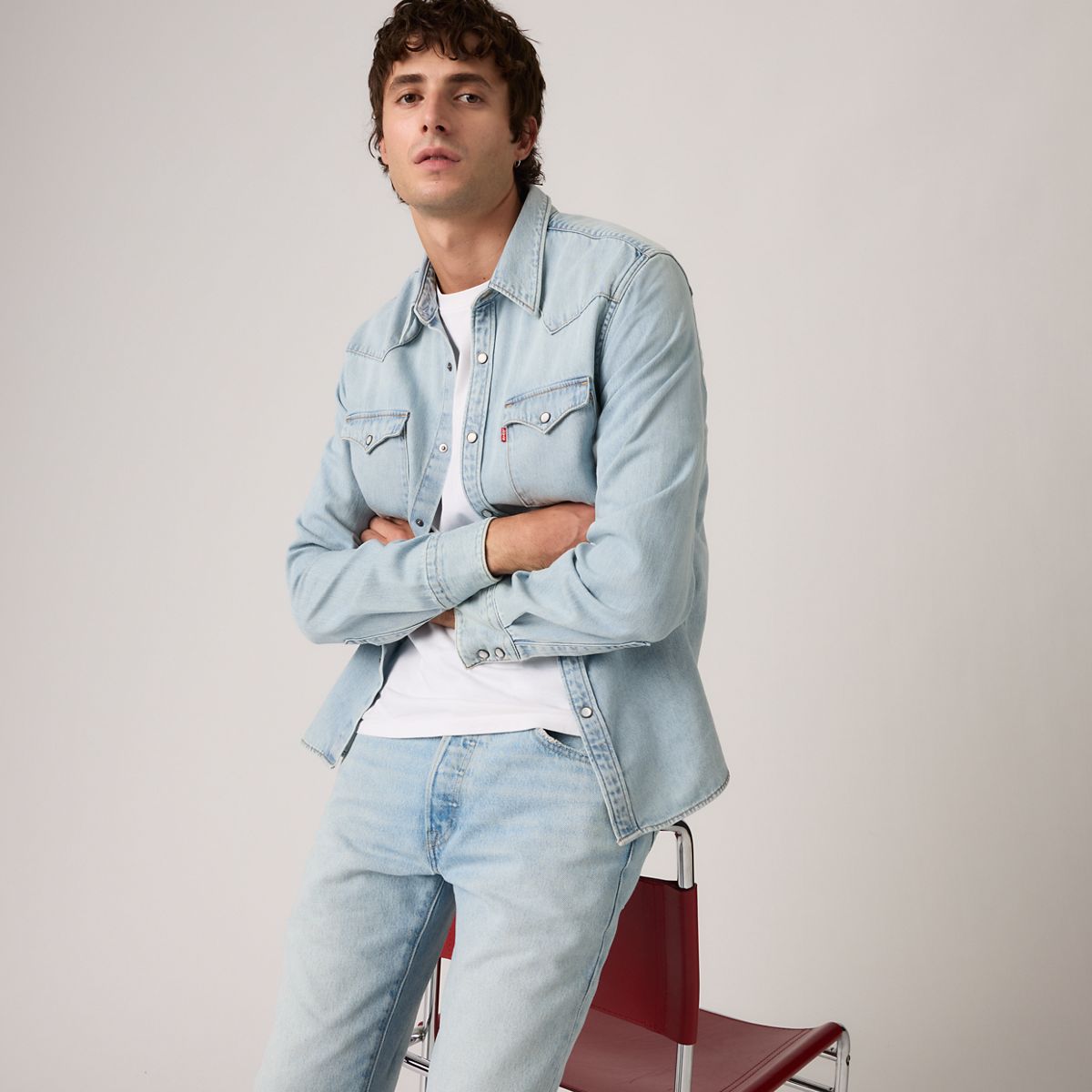Barstow Standard Western Denim Shirt — Solucell Worn-In - Light Wash