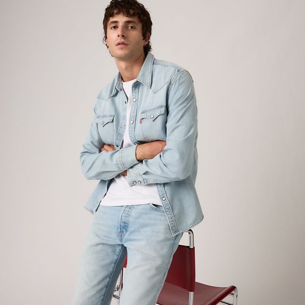 Barstow Standard Western Denim Shirt — Solucell Worn-In - Light Wash