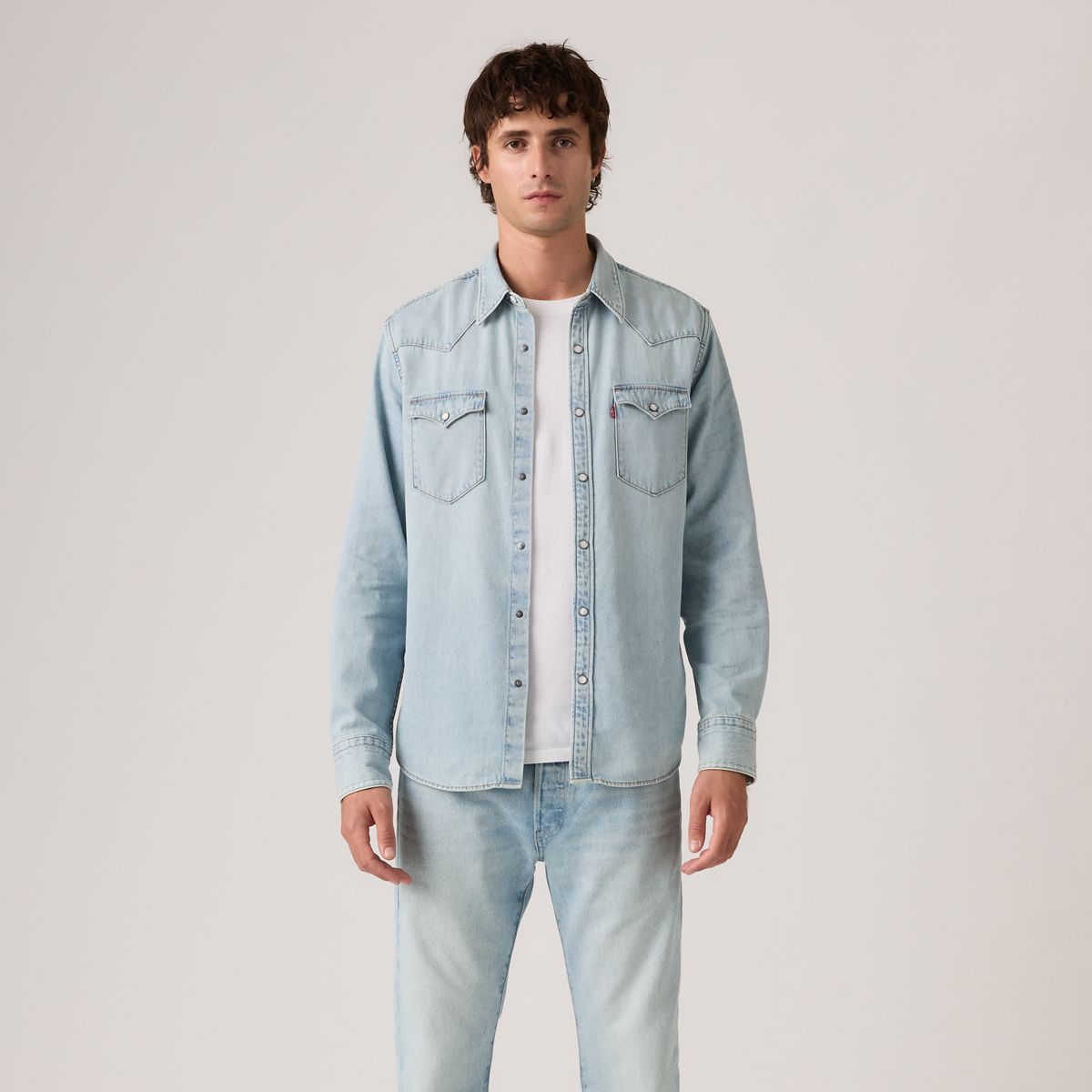 Barstow Standard Western Denim Shirt — Solucell Worn-In - Light Wash