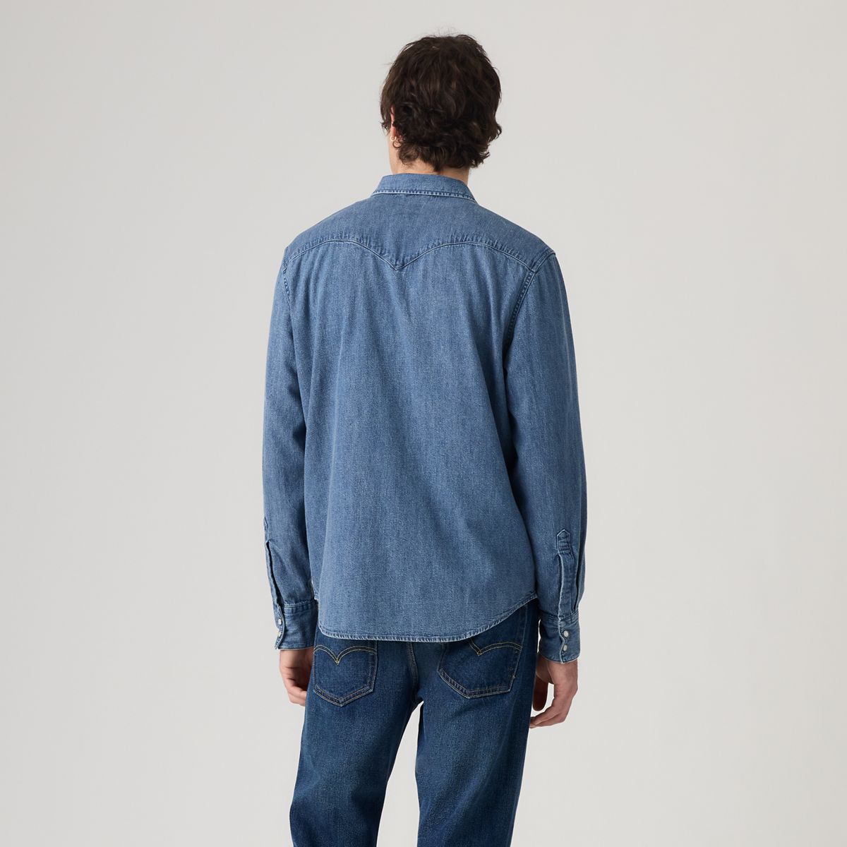 Barstow Standard Western Denim Shirt — Rustic Root Hills Worn-in - Blue