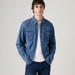 Barstow Standard Western Denim Shirt — Rustic Root Hills Worn-in - Blue 1