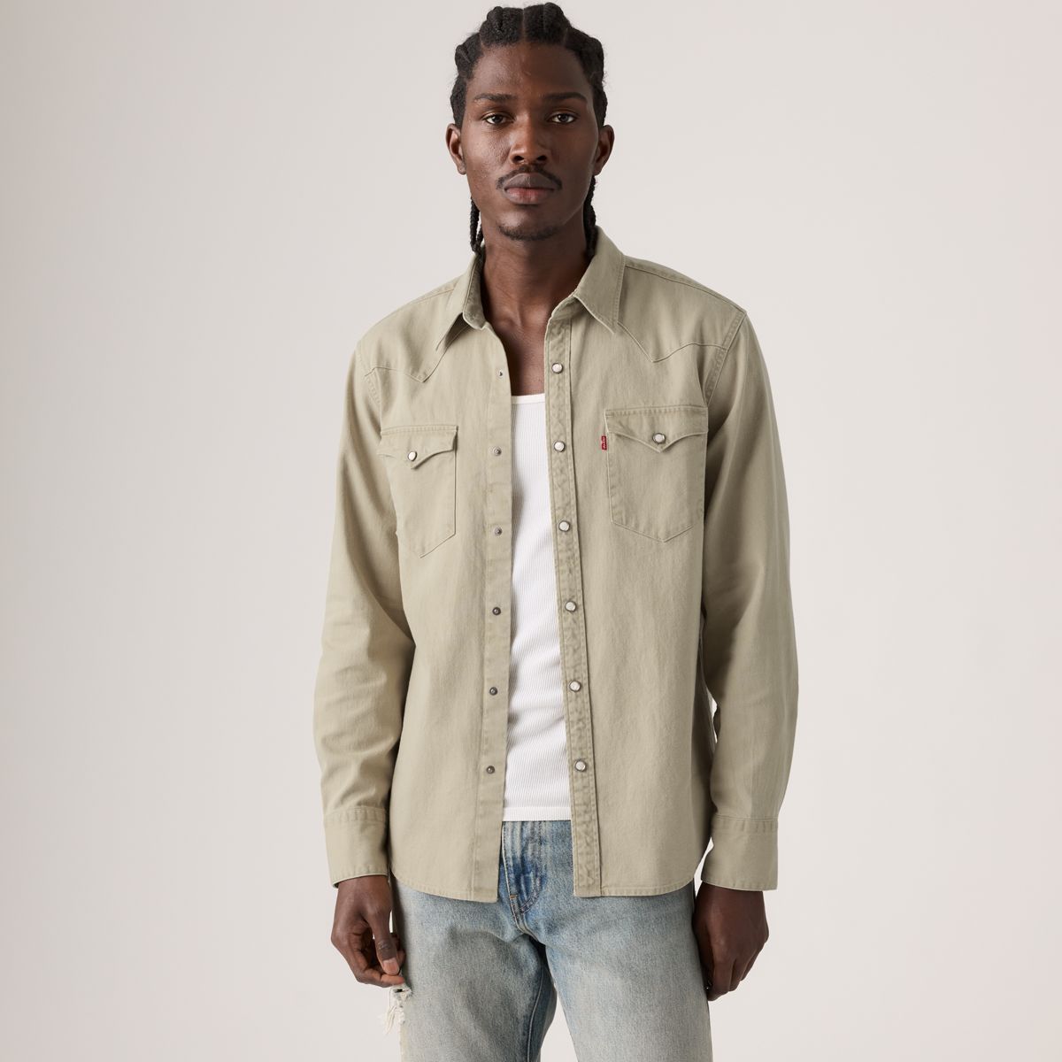 Barstow Standard Western Denim Shirt — Parris Summers Garment Dye - Tan