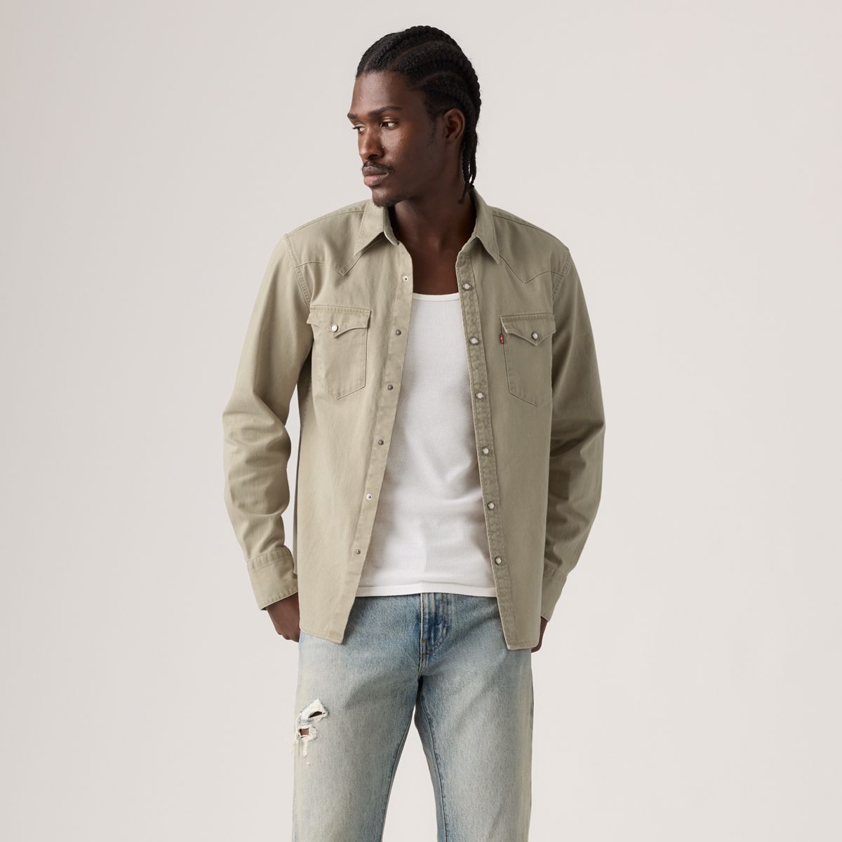 Barstow Standard Western Denim Shirt — Parris Summers Garment Dye - Tan