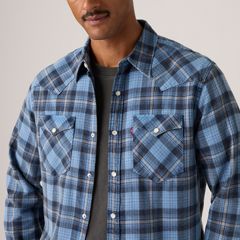 Barstow Standard Western Denim Shirt — Niklas Plaid Quiet H - Blue 2