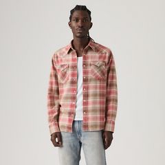 Barstow Standard Western Denim Shirt — Woodrow Plaid Earth Red - Red 3