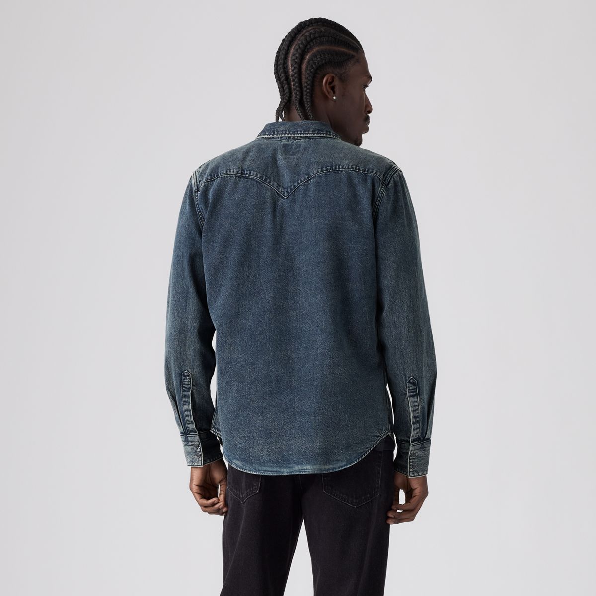 Barstow Standard Western Denim Shirt — Midnight Blue/Black Denim - Dark Wash